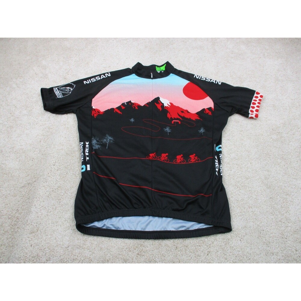 Giordana Cycling Jersey Mens Large L Black Red Nissan Mountains Zip Biker Shirt